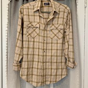 Dope Vintage Levi’s Flannel Top-Peach and Tan🍑